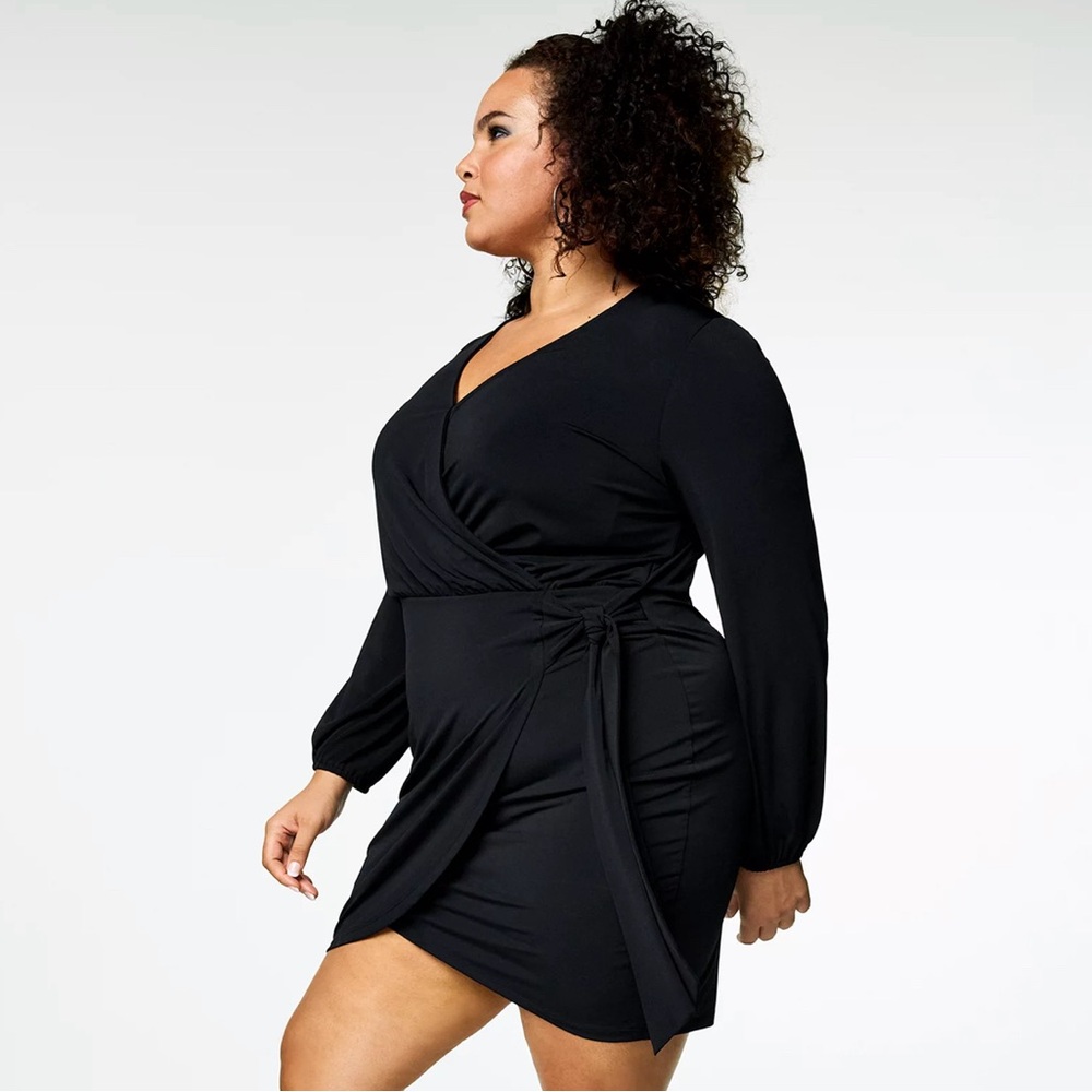 Plus Size INTEMPO Wrap Mini Dress with Tie